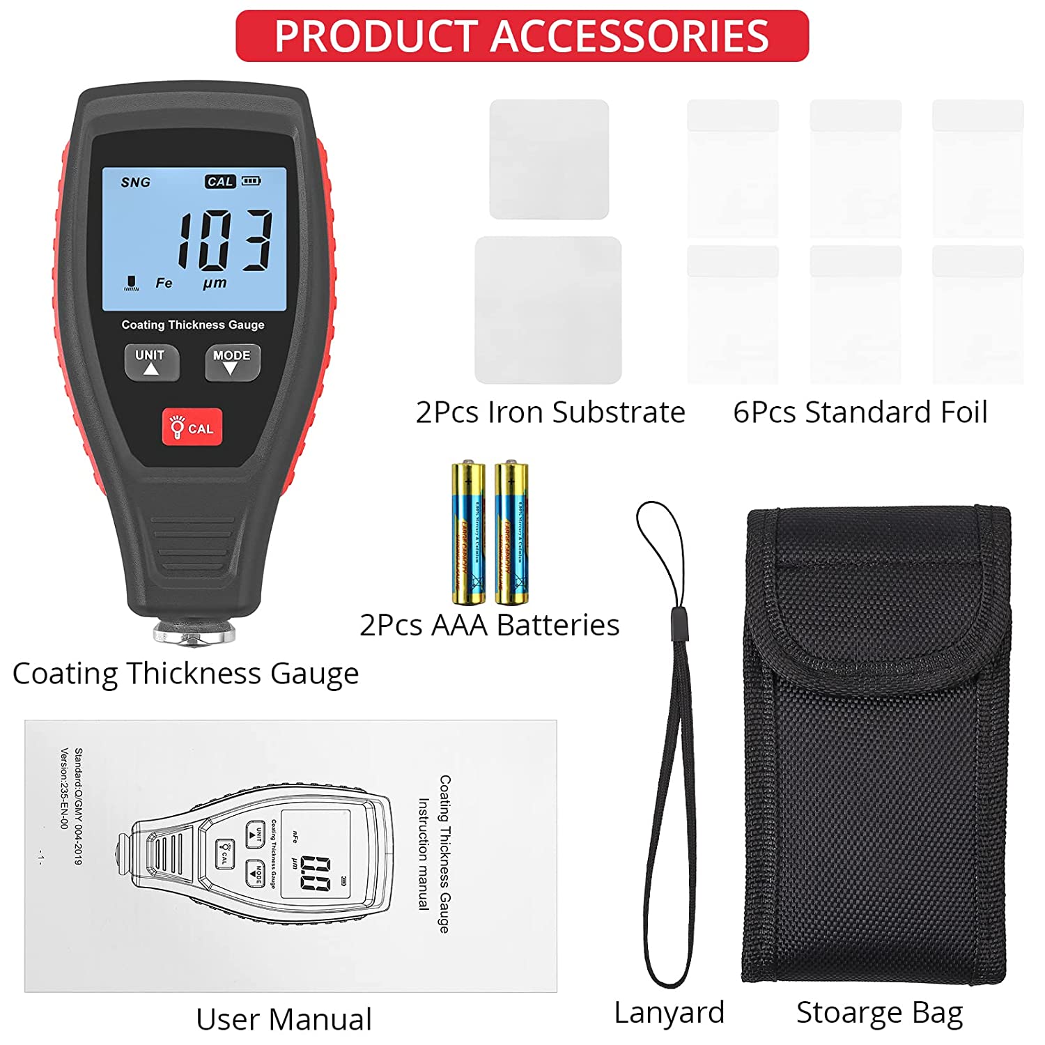 JUSTOOL Car Paint Thickness Gauge Meter