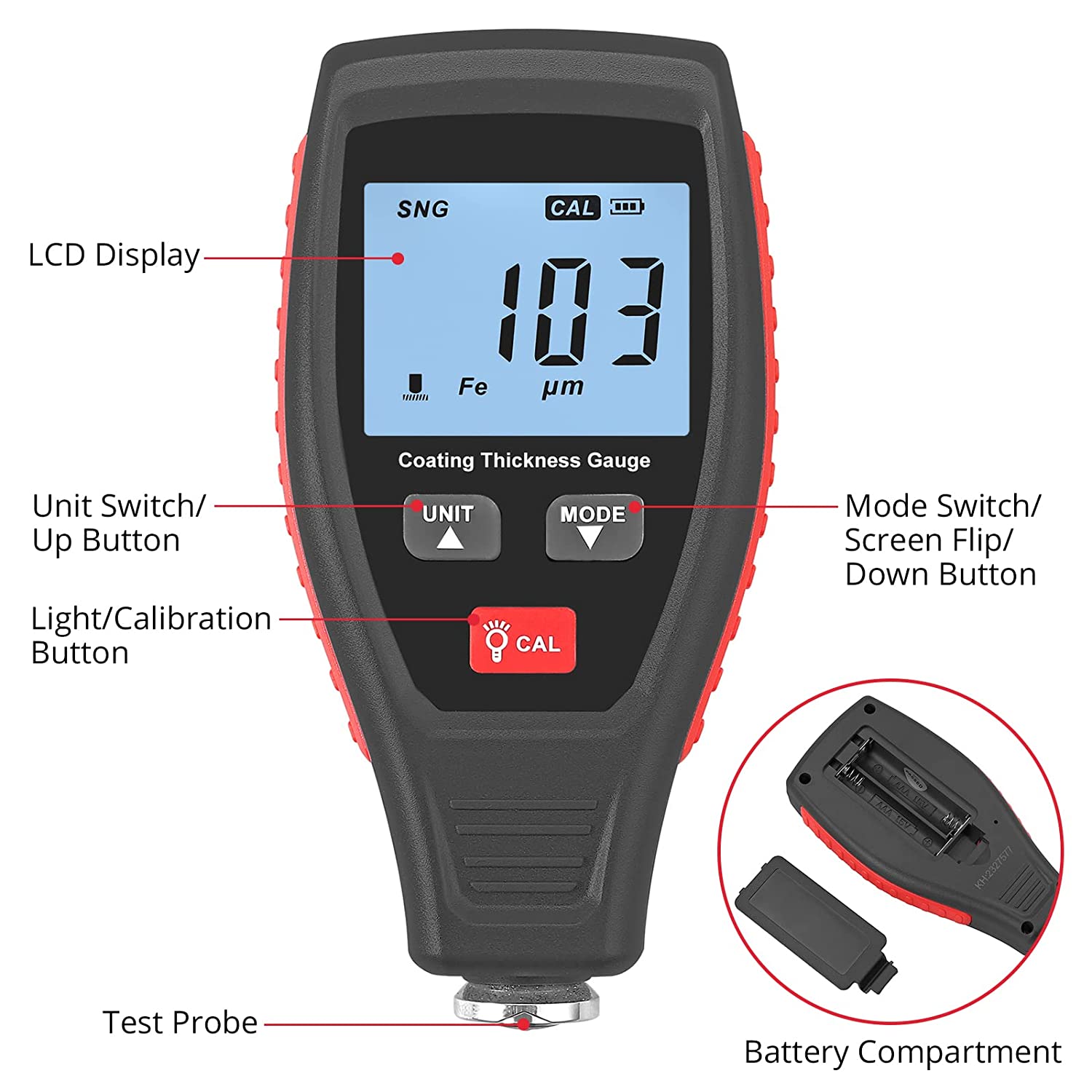 JUSTOOL Car Paint Thickness Gauge Meter