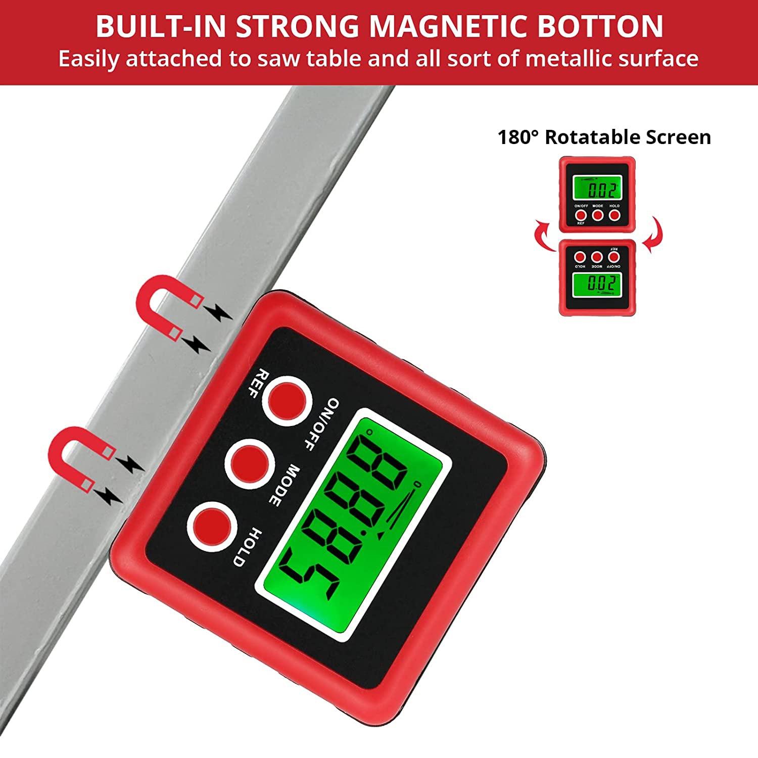 JUSTOOL 0-90° Level Protractor Inclinometer Electronic Digital Angle Finder